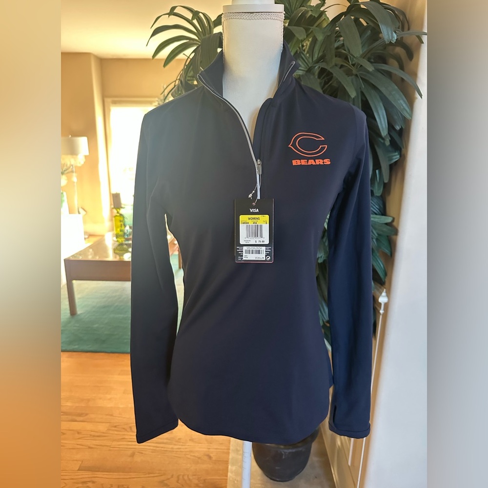 💙🧡NWT NFL Apparel Nike Dri-Fit  Bears Women's Navy Quarter-Zip Top Size S💙🧡